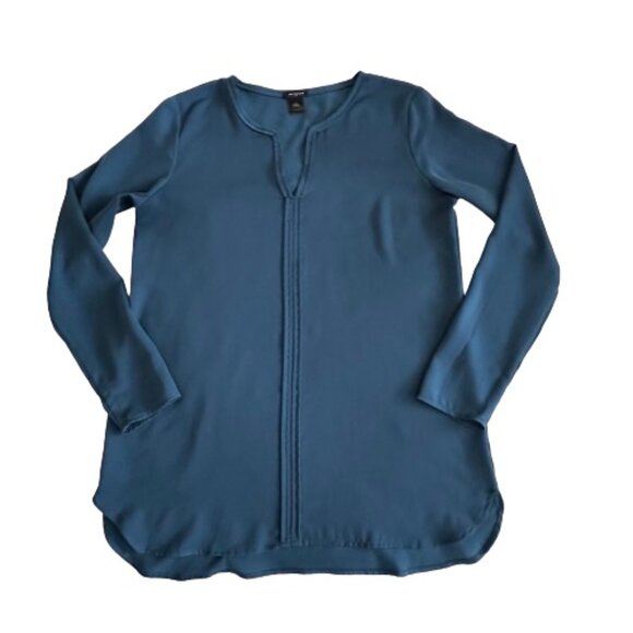 Ann Taylor Women's S Blue Modest Long Sleeves V-Neck Pull Over Blouse/Shirt Top - Picture 8 of 13